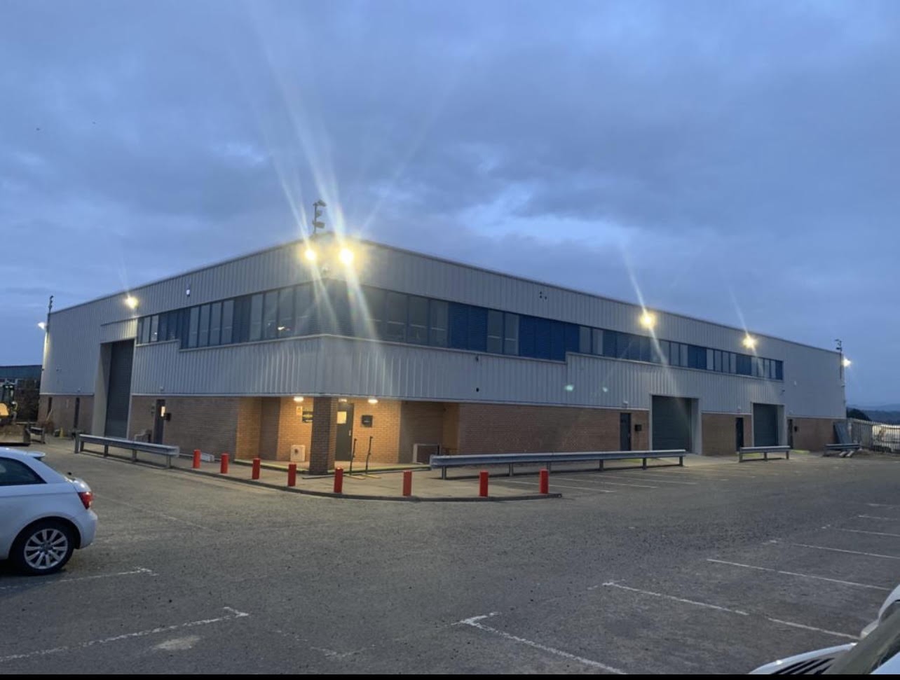 Brock House at dusk, East Mains Industrial Estate, Broxburn